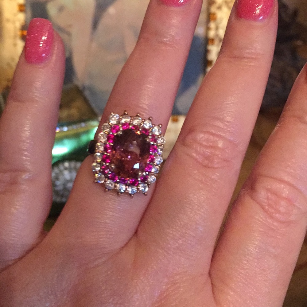 😍SALE Tourmaline ruby zircon Sterling silver ring